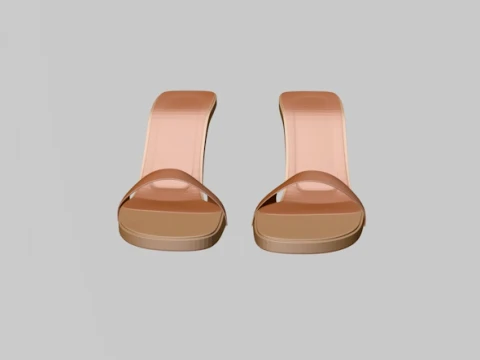 Round-Toe Single-Strap Spool-Heel Stiletto Sandals 01 3D Model