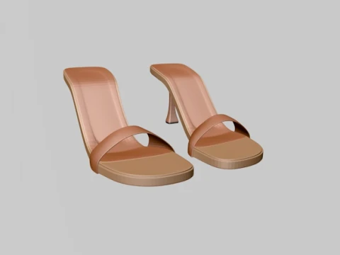 Round-Toe Single-Strap Spool-Heel Stiletto Sandals 01 3D Model