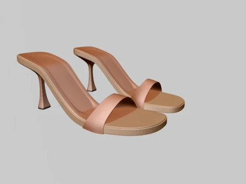 Round-Toe Single-Strap Spool-Heel Stiletto Sandals 01 3D Model