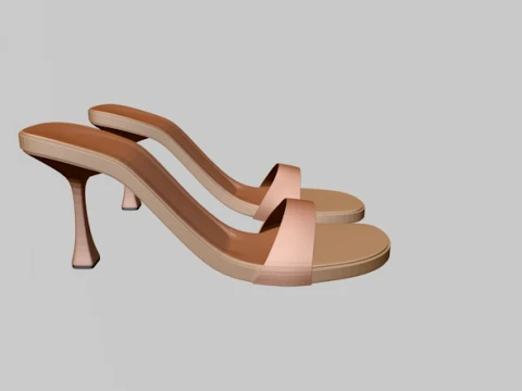 Round-Toe Single-Strap Spool-Heel Stiletto Sandals 01 3D Model