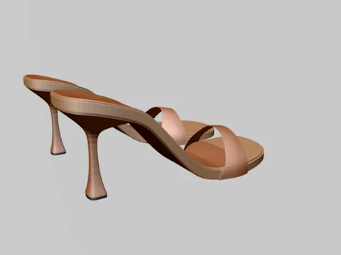 Round-Toe Single-Strap Spool-Heel Stiletto Sandals 01 3D Model