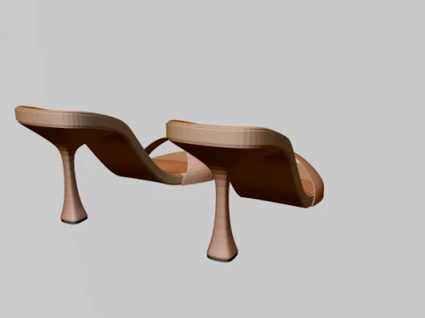 Round-Toe Single-Strap Spool-Heel Stiletto Sandals 01 3D Model