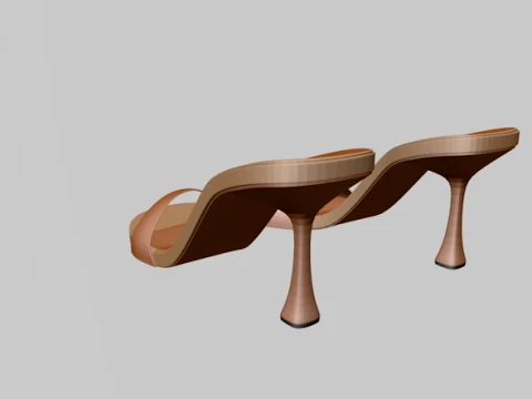 Round-Toe Single-Strap Spool-Heel Stiletto Sandals 01 3D Model