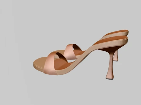 Round-Toe Single-Strap Spool-Heel Stiletto Sandals 01 3D Model