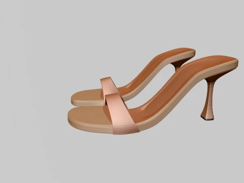 Round-Toe Single-Strap Spool-Heel Stiletto Sandals 01 3D Model
