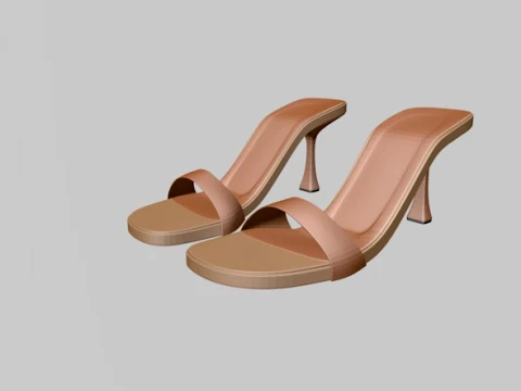 Round-Toe Single-Strap Spool-Heel Stiletto Sandals 01 3D Model