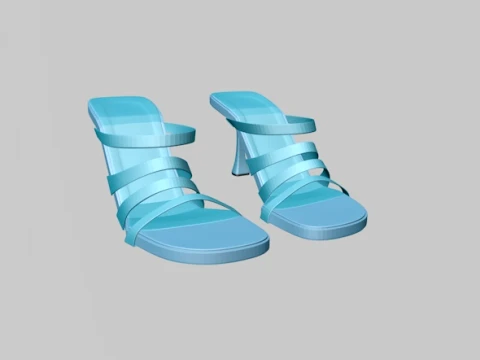 Round-Toe Quad-Straps Spool-Heel Stiletto Sandals 01 3D Model