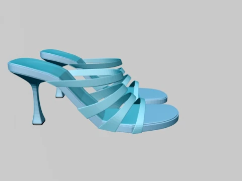 Round-Toe Quad-Straps Spool-Heel Stiletto Sandals 01 3D Model