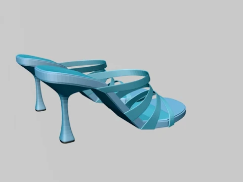 Round-Toe Quad-Straps Spool-Heel Stiletto Sandals 01 3D Model