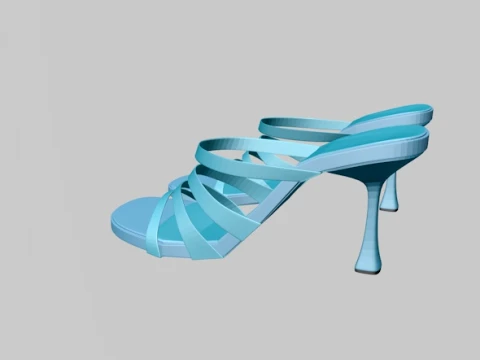 Round-Toe Quad-Straps Spool-Heel Stiletto Sandals 01 3D Model