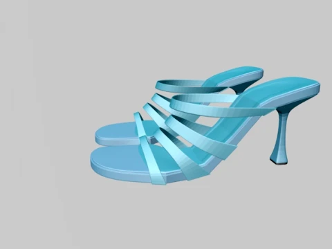 Round-Toe Quad-Straps Spool-Heel Stiletto Sandals 01 3D Model