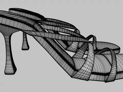 Round-Toe Triple-Straps Spool-Heel Stiletto Sandals 02 3D Model