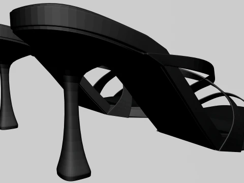 Round-Toe Triple-Straps Spool-Heel Stiletto Sandals 02 3D Model
