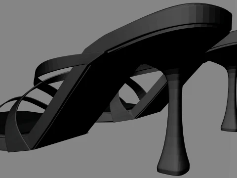 Round-Toe Triple-Straps Spool-Heel Stiletto Sandals 02 3D Model