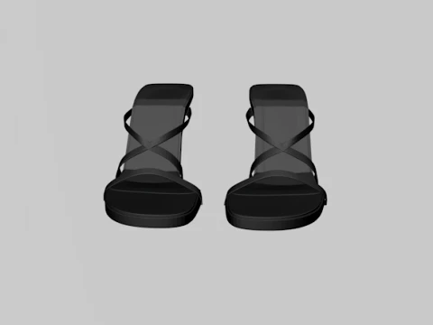 Round-Toe Triple-Straps Spool-Heel Stiletto Sandals 02 3D Model
