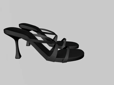 Round-Toe Triple-Straps Spool-Heel Stiletto Sandals 02 3D Model