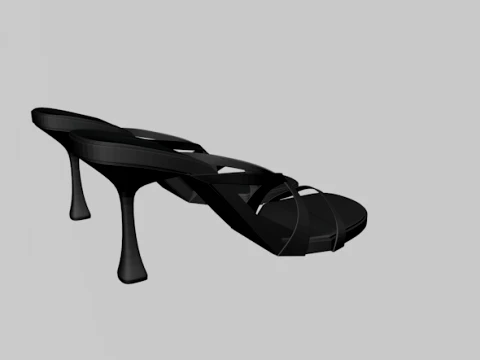 Round-Toe Triple-Straps Spool-Heel Stiletto Sandals 02 3D Model