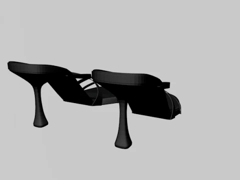Round-Toe Triple-Straps Spool-Heel Stiletto Sandals 02 3D Model