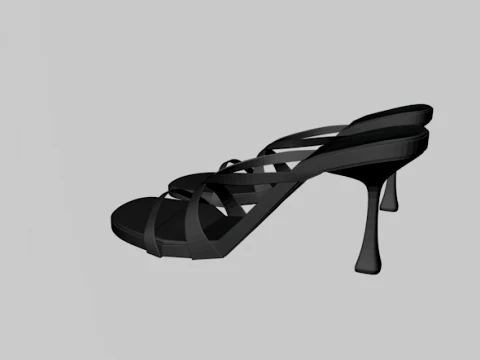 Round-Toe Triple-Straps Spool-Heel Stiletto Sandals 02 3D Model