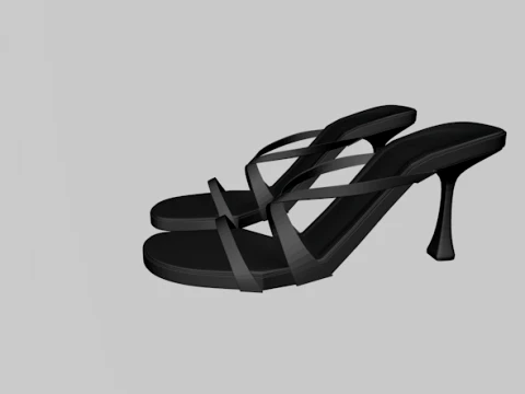 Round-Toe Triple-Straps Spool-Heel Stiletto Sandals 02 3D Model