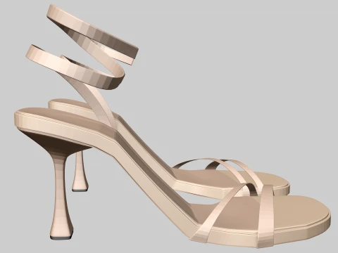 Round-Toe Ankle-Strap Spool-Heel Stiletto Sandals 02 3D Model