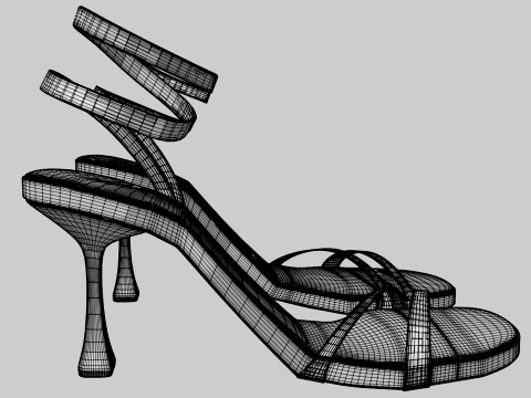 Round-Toe Ankle-Strap Spool-Heel Stiletto Sandals 02 3D Model