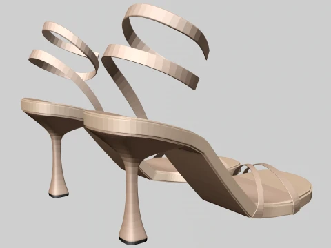 Round-Toe Ankle-Strap Spool-Heel Stiletto Sandals 02 3D Model