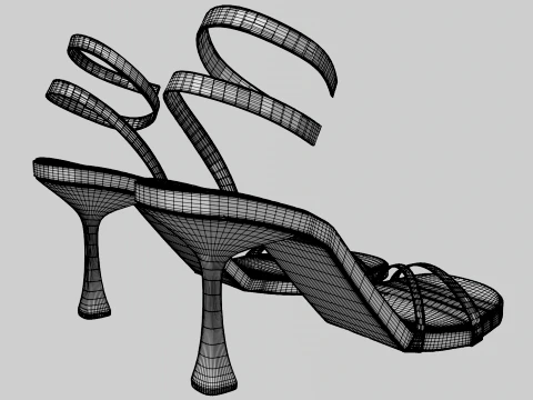 Round-Toe Ankle-Strap Spool-Heel Stiletto Sandals 02 3D Model