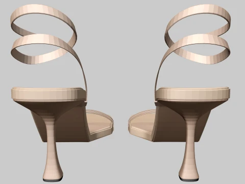 Round-Toe Ankle-Strap Spool-Heel Stiletto Sandals 02 3D Model