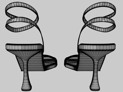 Round-Toe Ankle-Strap Spool-Heel Stiletto Sandals 02 3D Model