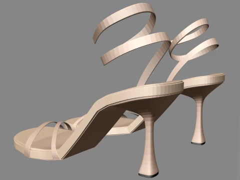 Round-Toe Ankle-Strap Spool-Heel Stiletto Sandals 02 3D Model