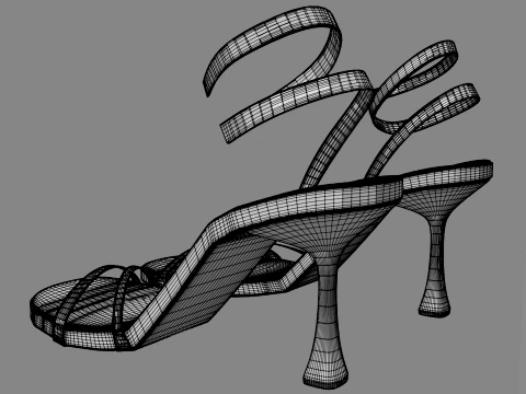 Round-Toe Ankle-Strap Spool-Heel Stiletto Sandals 02 3D Model
