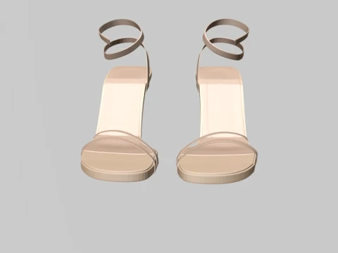 Round-Toe Ankle-Strap Spool-Heel Stiletto Sandals 02 3D Model