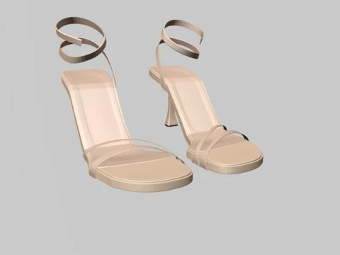 Round-Toe Ankle-Strap Spool-Heel Stiletto Sandals 02 3D Model