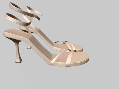 Round-Toe Ankle-Strap Spool-Heel Stiletto Sandals 02 3D Model