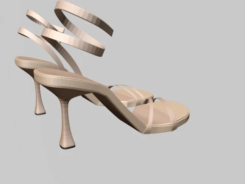 Round-Toe Ankle-Strap Spool-Heel Stiletto Sandals 02 3D Model