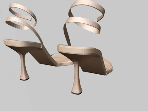 Round-Toe Ankle-Strap Spool-Heel Stiletto Sandals 02 3D Model