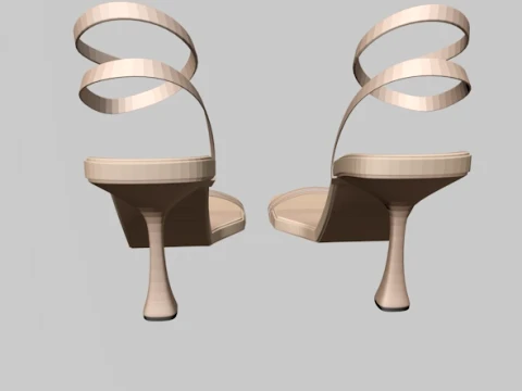 Round-Toe Ankle-Strap Spool-Heel Stiletto Sandals 02 3D Model