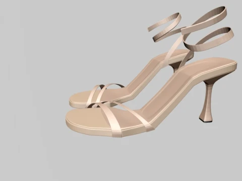 Round-Toe Ankle-Strap Spool-Heel Stiletto Sandals 02 3D Model