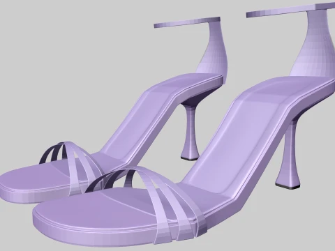 Round-Toe Ankle-Strap Spool-Heel Stiletto Sandals 06 3Dモデル