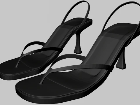 Round-Toe Double-Strap Spool-Heel Slingback Sandals 03 3Dモデル
