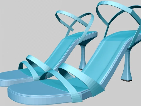 Round-Toe Ankle-Strap Spool-Heel Stiletto Sandals 07 3D Model