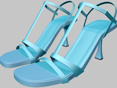 Round-Toe Ankle-Strap Spool-Heel Stiletto Sandals 08 3D Модель