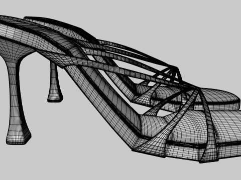 Round-Toe Triple-Straps Spool-Heel Stiletto Sandals 04 3D Model