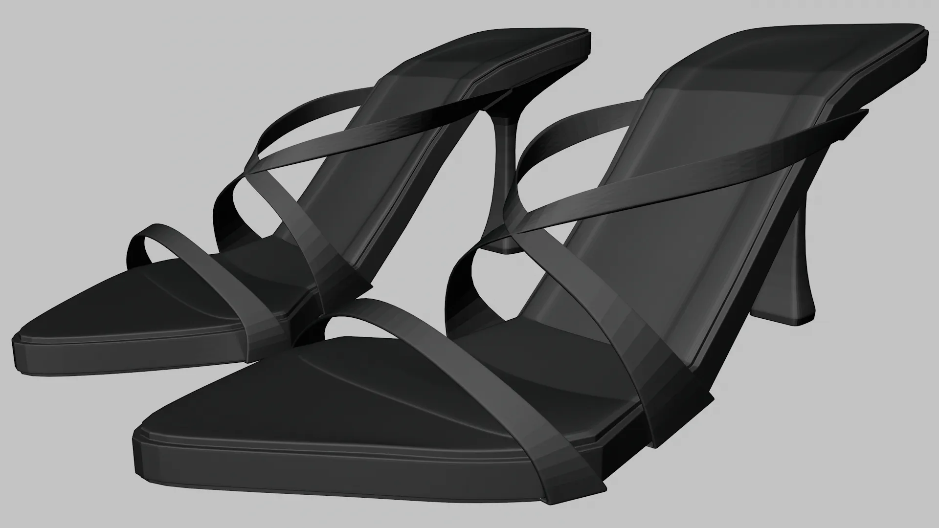 Pointy-Toe Triple-Straps Spool-Heel Stiletto Sandals 01 3D Model .c4d .max .obj .3ds .fbx .stl .blend 