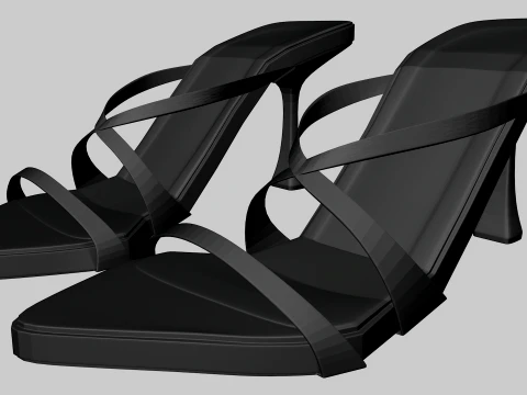 Pointy-Toe Triple-Straps Spool-Heel Stiletto Sandals 01 3D Model