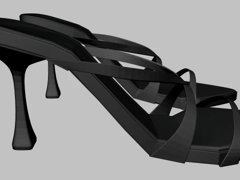 Pointy-Toe Triple-Straps Spool-Heel Stiletto Sandals 01 3D Model