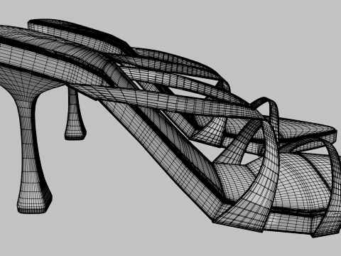 Pointy-Toe Triple-Straps Spool-Heel Stiletto Sandals 01 3D Model