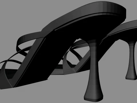 Pointy-Toe Triple-Straps Spool-Heel Stiletto Sandals 01 3D Model