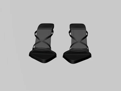 Pointy-Toe Triple-Straps Spool-Heel Stiletto Sandals 01 3D Model